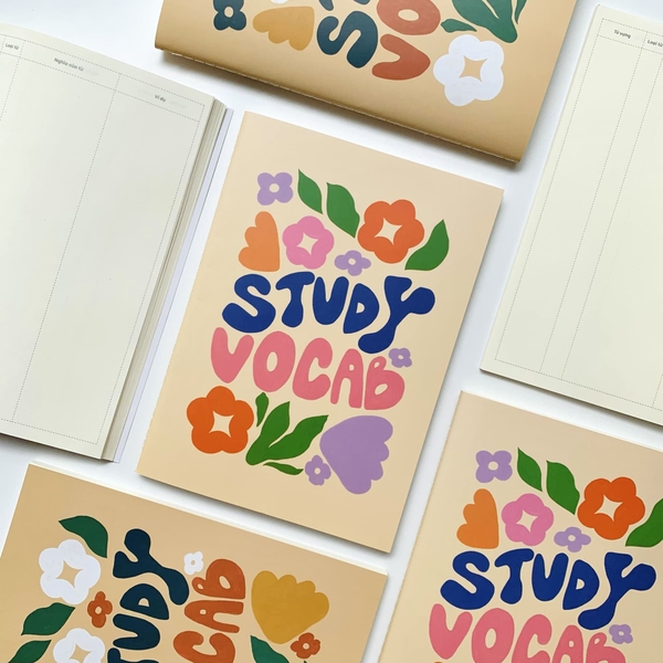 Sổ Vocabulary học từ vựng Study Vocab A5 - Sổ từ vựng học tiếng anh, tiếng trung - May gáy chắc chắn 96 trang