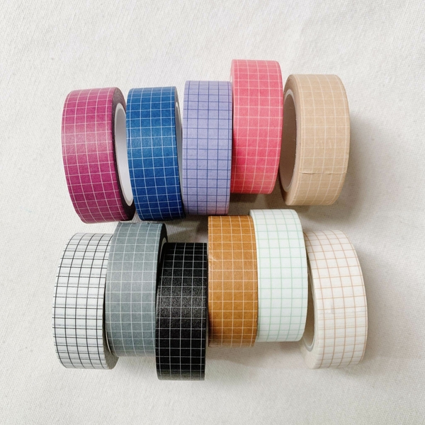 Cuộn Washi Tape Grid Ô Vuông