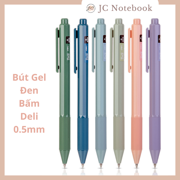 Bút Gel Đen Bấm Deli 0.5mm