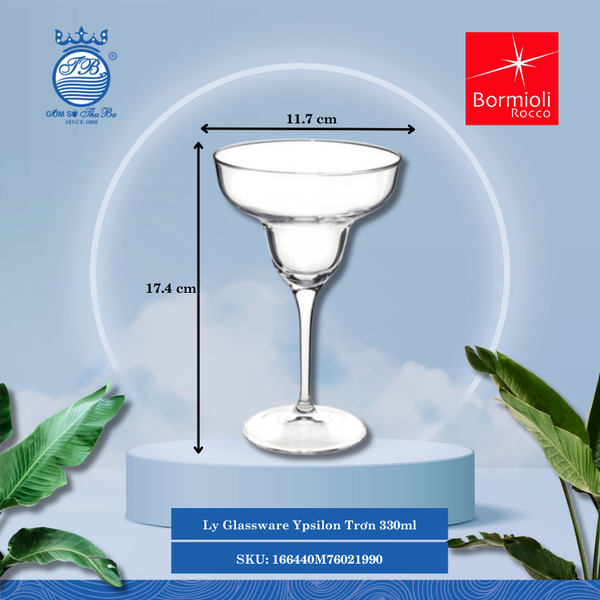 Ypsilon Margarita ly thủy tinh 33 CL ØMiệng: 11.7cm 330ml Cao: 17.4cm 6 Cái/Hộp Bormioli Rocco Thủy Tinh 166440M76021990