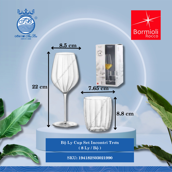 Incontri bộ 8 ly thủy tinh 8 Cái/Hộp Bormioli Rocco Thủy Tinh 194182S03021990