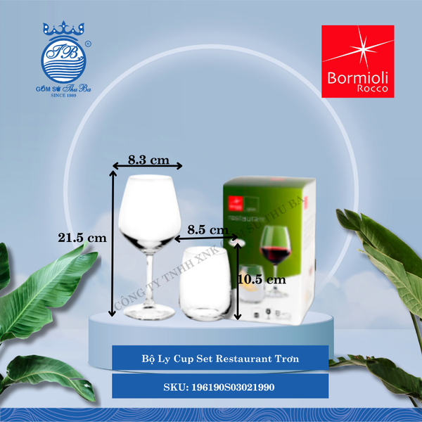 Restaurant bộ 8 ly thủy tinh 8 Cái/Hộp Bormioli Rocco Thủy Tinh 196190S03021990