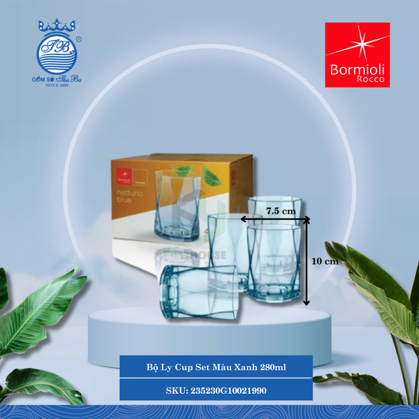 Bộ 4 Ly Nettuno 280ml (Nhiều Màu) Bormioli Rocco Thủy Tinh