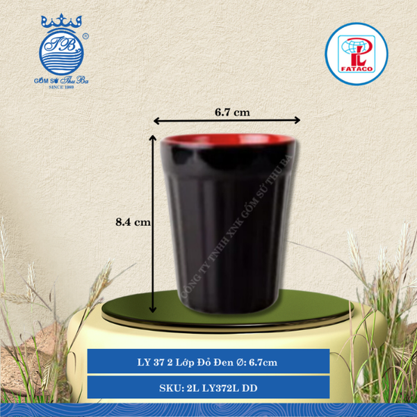 LY 37 2 Lớp Đỏ Đen Ø: 6.7cm 150ml Cao: 8.4cm Fataco Nhựa 2L LY372L DD