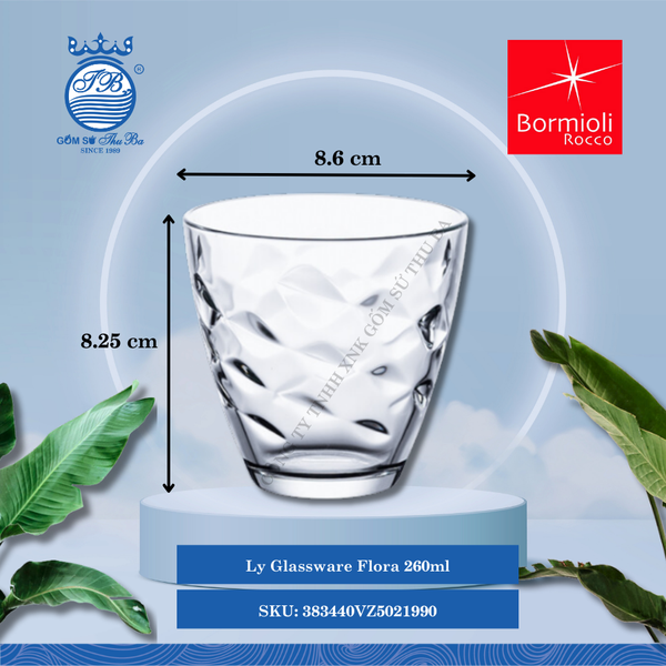 Ly Flora 260ml (Nhiều Màu) Bormioli Rocco Thủy Tinh