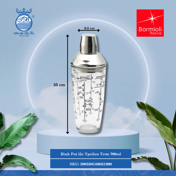 Ypsilon bình lắc thủy tinh 70 CL ØMiệng: 9.5cm 700ml Cao: 25cm 1 Cái/Hộp Bormioli Rocco Thủy Tinh 390550G06021990
