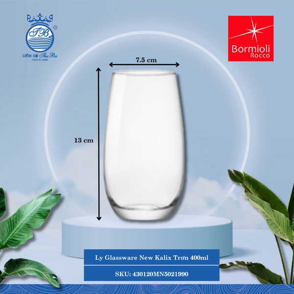 New Kalix ly thủy tinh cao 40 CL ØMiệng: 7.5cm 400ml Cao: 13cm 2 Cái/Hộp Bormioli Rocco Thủy Tinh 430120MN5021990