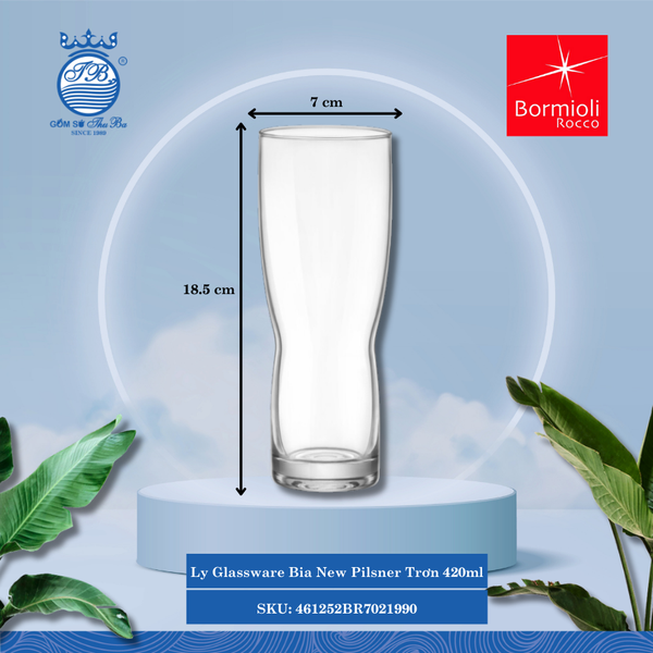 New Pilsner ly bia thủy tinh 42cl ØMiệng: 7cm 420ml Cao: 18.5cm 6 Cái/Hộp Bormioli Rocco Thủy Tinh 461252BR7021990
