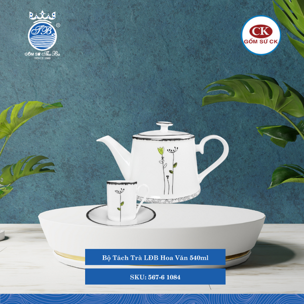 Bộ Tách Trà L1 1084 Hoa Lá Mầm (Nhiều Size) CK Sứ
