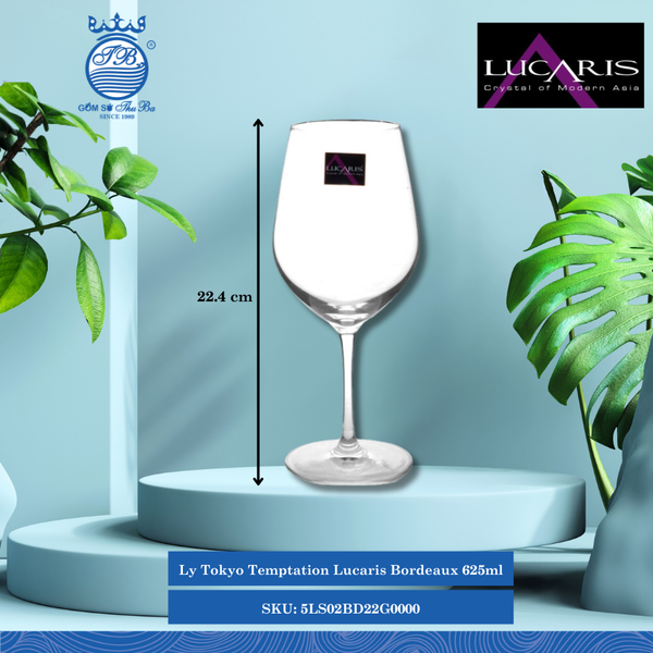 Ly Bordeaux Tokyo Temptation 625ml Cao: 22.4cm 24 Cái/Thùng 6 Cái/Hộp Ocean Thủy Tinh 5LS02BD22G0000