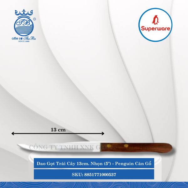 Dao Gọt Trái Cây 13Cm (5") Penguin Cán Gỗ (Nhiều Loại) Superware Inox
