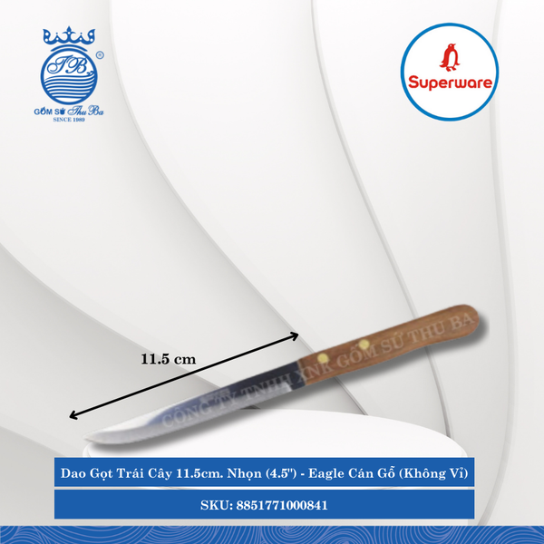 Dao Gọt Trái Cây 11.5Cm (4.5") Eagle Cán Gỗ (Không Vỉ) (Nhiều Loại) Superware Inox