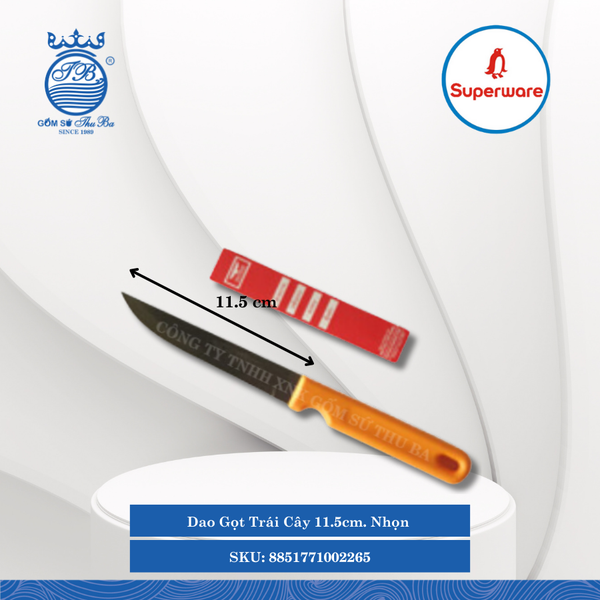 Dao Gọt Trái Cây 11.5cm. Nhọn ( K-Sel Cán Nhựa Vàng) (4.5") Eagle Cán Gỗ Dài: 11.5cm Superware Inox 8851771002265