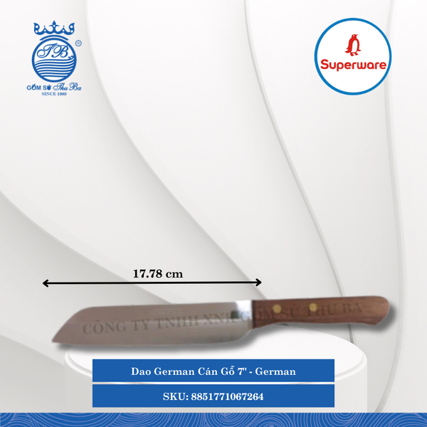 Dao German Cán Gỗ 7" German Dài: 17.78cm Superware Inox 8851771067264