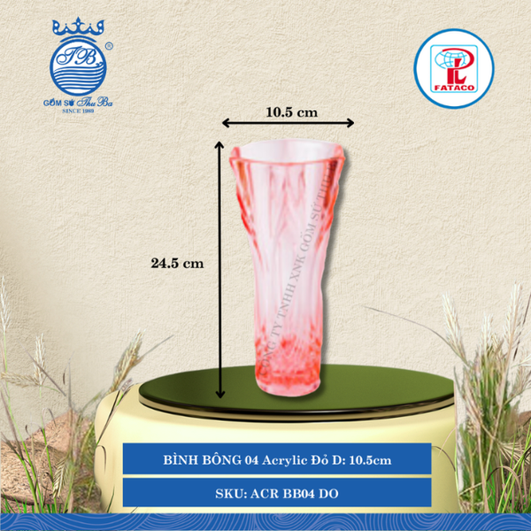 Bình Bông BB 04, BB 06, BB 07, BB 08 Đỏ Acrylic (Nhiều Size) Fataco Nhựa