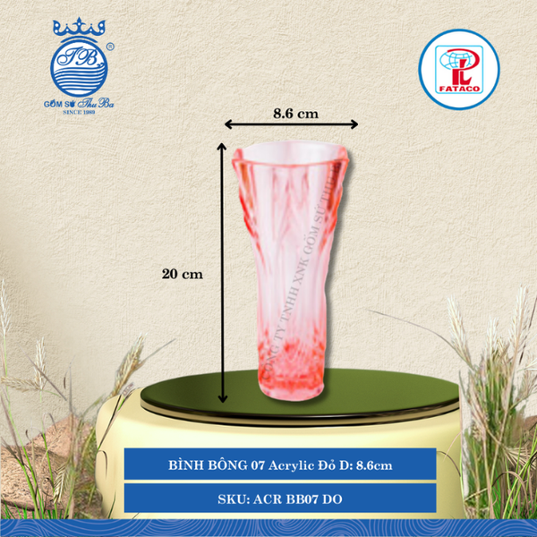 Bình Bông BB 04, BB 06, BB 07, BB 08 Đỏ Acrylic (Nhiều Size) Fataco Nhựa