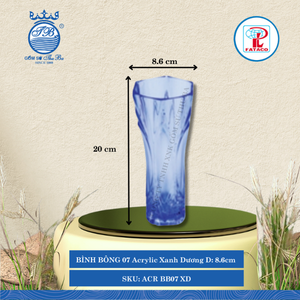 Bình Bông BB 04, BB 06, BB 07, BB 08 Xanh Dương Acrylic (Nhiều Size) Fataco Nhựa