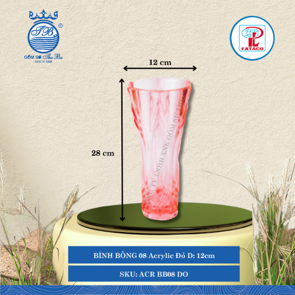 Bình Bông BB 04, BB 06, BB 07, BB 08 Đỏ Acrylic (Nhiều Size) Fataco Nhựa