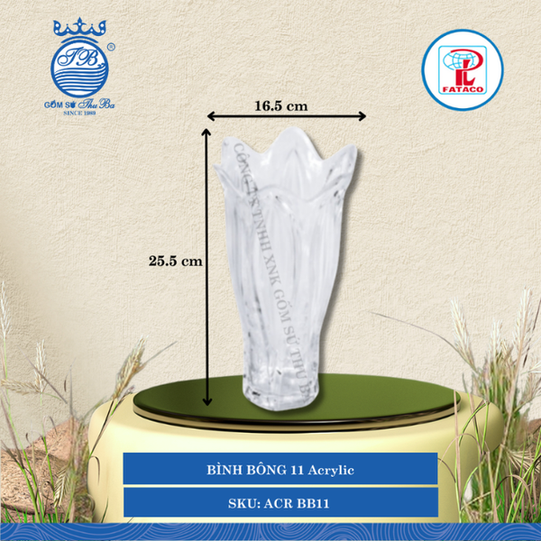 Bình Bông BB 11, BB 14 Trắng Acrylic (Nhiều Size) Fataco Nhựa