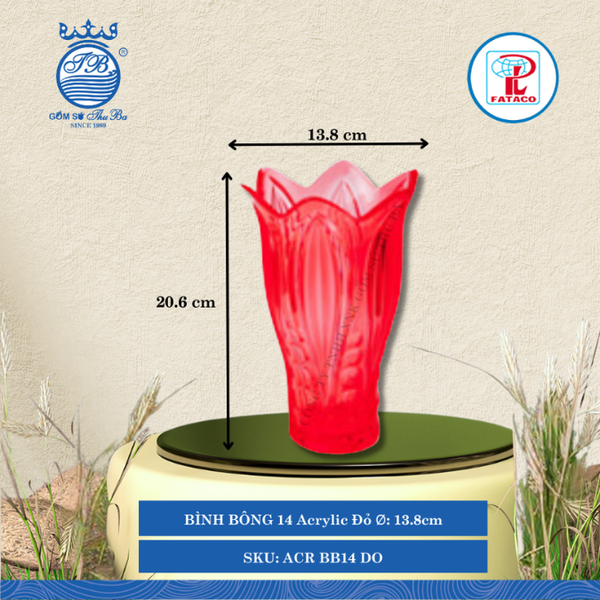 Bình Bông BB 11, BB 14 Đỏ Acrylic (Nhiều Size) Fataco Nhựa