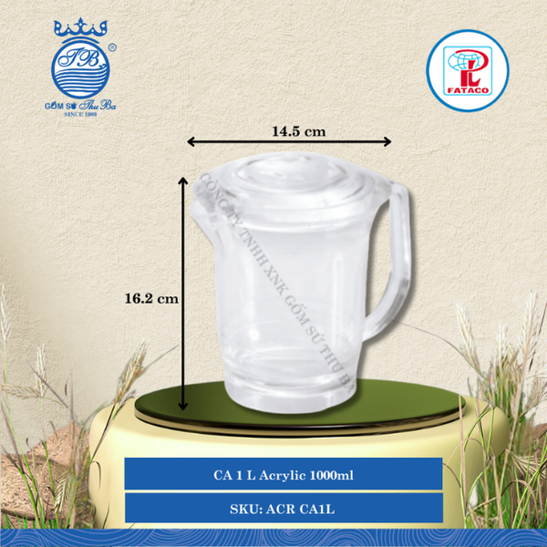 Bình Ca 1L, Ca 1.5L Acrylic (Nhiều Size) Fataco Nhựa
