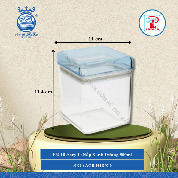 Hủ Vuông Acrylic (Nhiều Size, Nhiều Màu) Fataco Nhựa