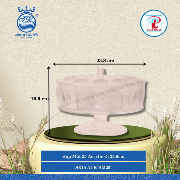 Hộp Mứt 25 Acrylic Trắng Ø: 23.8cm Cao: 16.9cm Fataco Nhựa ACR HM25