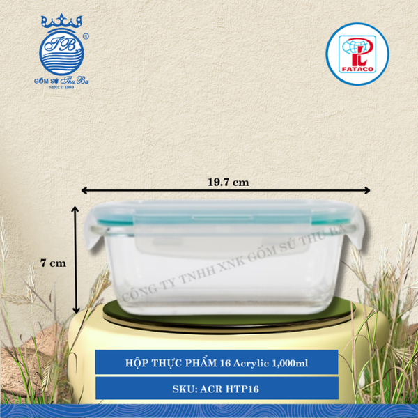 Hộp Thực Phẩm Chữ Nhật Acrylic (Nhiều Size) Fataco Nhựa