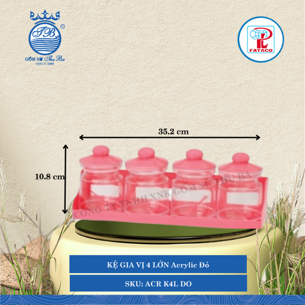 Kệ Gia Vị 4 Acrylic (Nhiều Size, Nhiều Màu) Fataco Nhựa