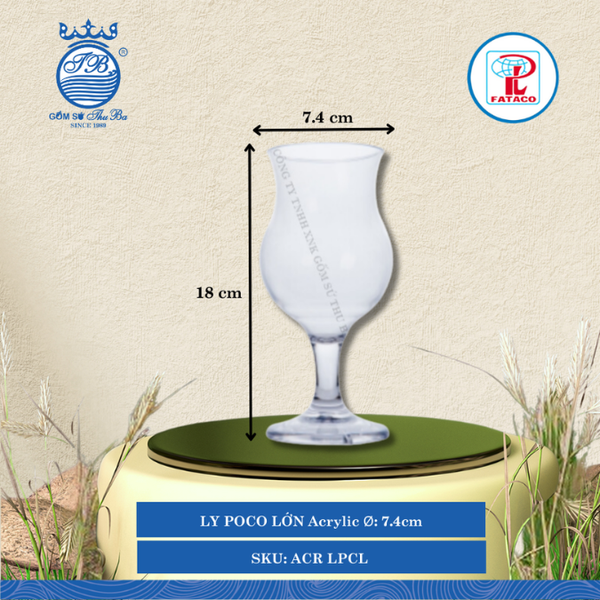 LY POCO LỚN Acrylic Trắng Ø: 7.4cm Cao: 18cm Fataco Nhựa ACR LPCL