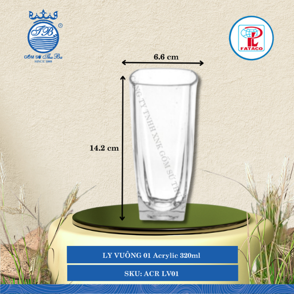 Ly Vuông LV 01 Acrylic (Nhiều Màu) Fataco Nhựa