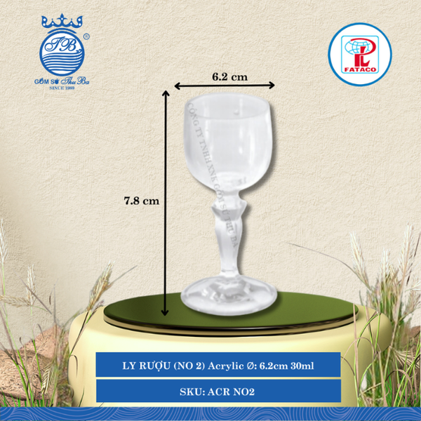 LY RƯỢU (NO 2) Acrylic Trắng Ø: 6.2cm 30ml Cao: 7.8cm Fataco Nhựa ACR NO2