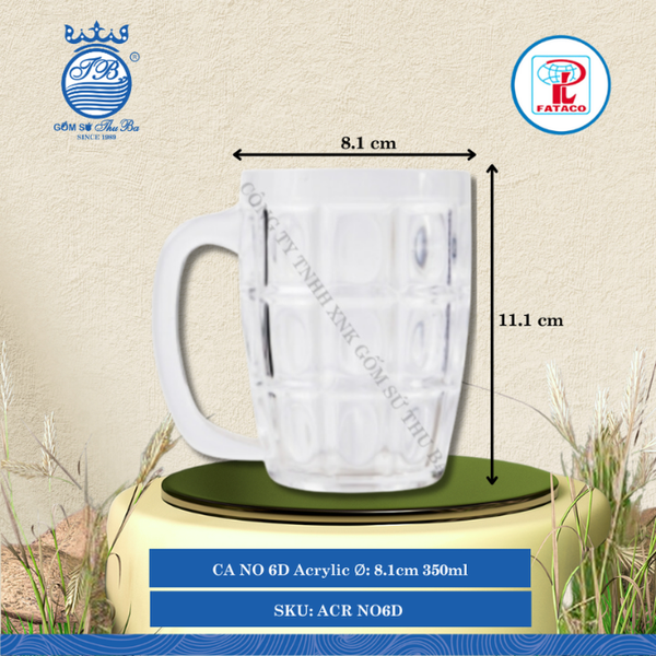 CA NO 6D Acrylic Trắng Ø: 8.1cm 350ml Cao: 11.1cm Fataco Nhựa ACR NO6D