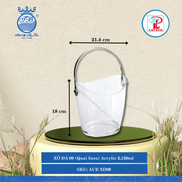 Xô Đựng Đá XĐ 08, XĐ 09 Quai Inox Acrylic (Nhiều Size) Fataco Nhựa