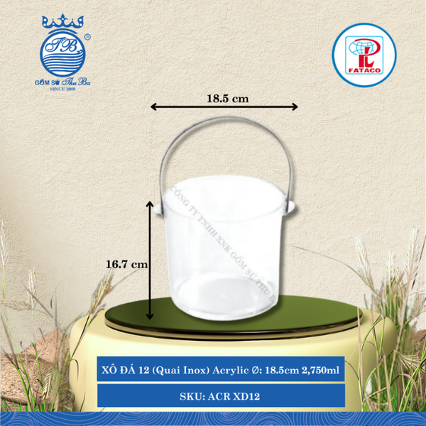 Xô Đựng Đá XĐ 10, XĐ 11, XĐ 12 Quai Inox Acrylic (Nhiều Size) Fataco Nhựa