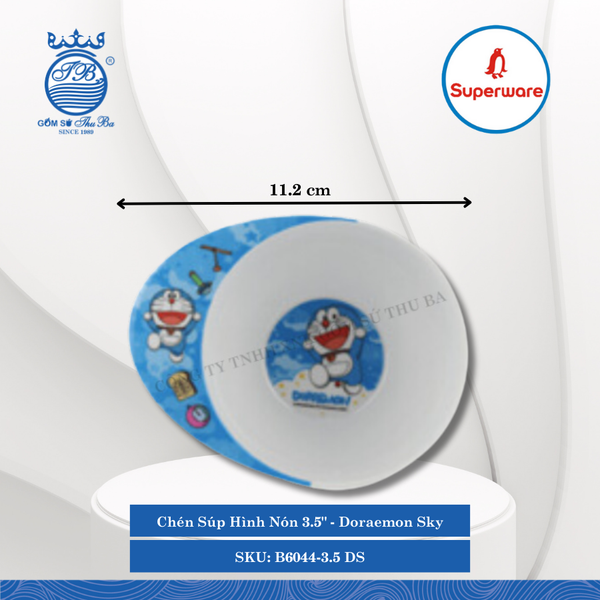 Chén Súp Hình Nón 3.5" Hoa Văn Trẻ Em Doraemon Sky 190ml Dài: 11.2cm Rộng: 8.9cm Cao: 4.3cm Superware Nhựa B6044-3.5 DS