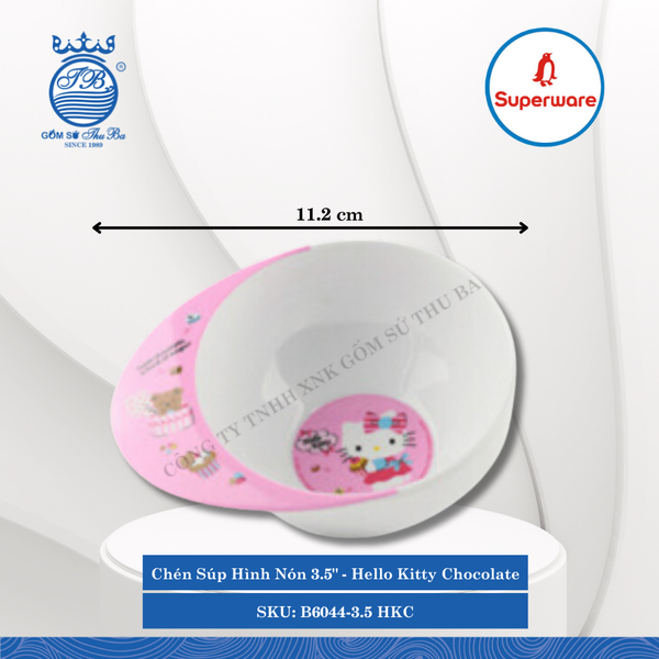 Chén Súp Hình Nón 3.5" Hoa Văn Trẻ Em Hello Kitty Chocolate 190ml Dài: 11.2cm Rộng: 8.9cm Cao: 4.3cm Superware Nhựa B6044-3.5 HKC