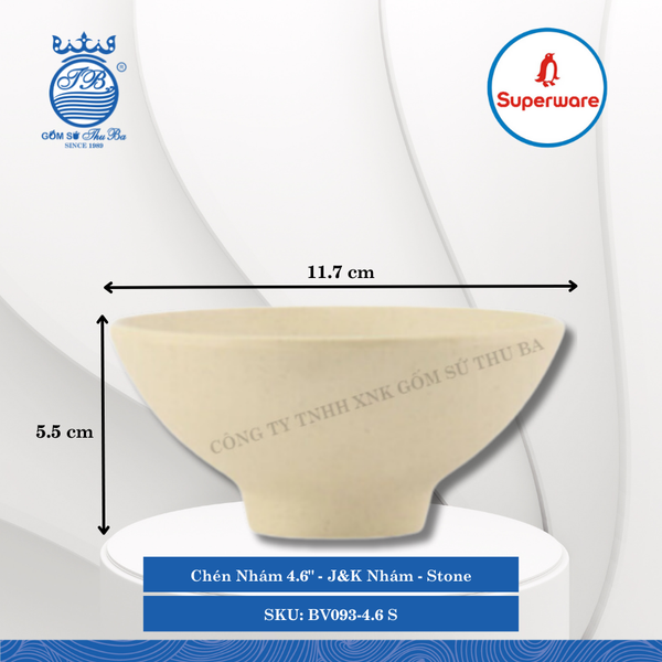 Chén Nhám 4.6" J&K Nhám Stone (Nâu Đá) Ø: 11.7cm 240ml Cao: 5.5cm Superware Nhựa BV093-4.6 S