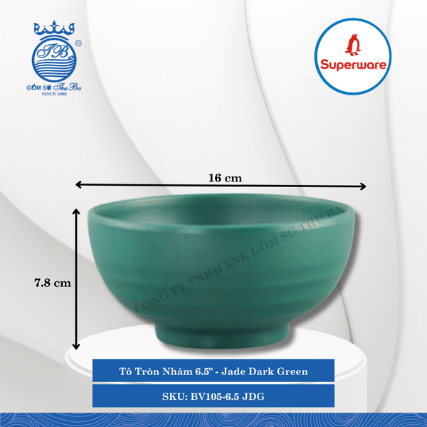 Tô Tròn Nhám J&K Nhám Jade Dark Green (Nhiều Size) Superware Nhựa