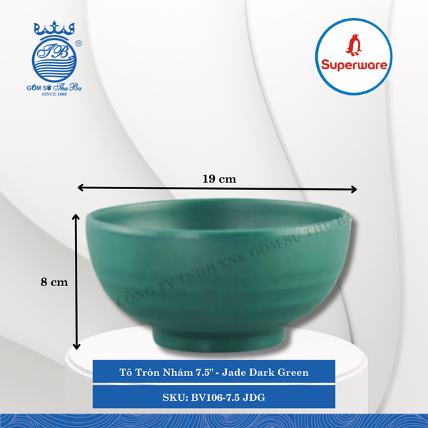 Tô Tròn Nhám J&K Nhám Jade Dark Green (Nhiều Size) Superware Nhựa