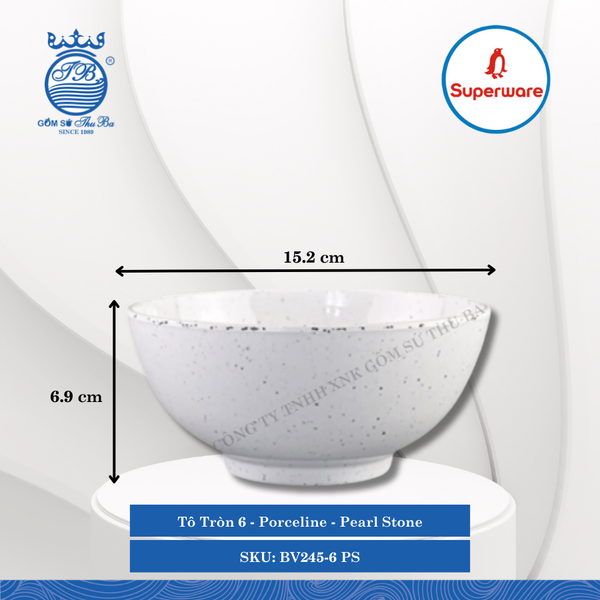 Tô Tròn Porceline Pearl Stone (Nhiều Size) Superware Nhựa