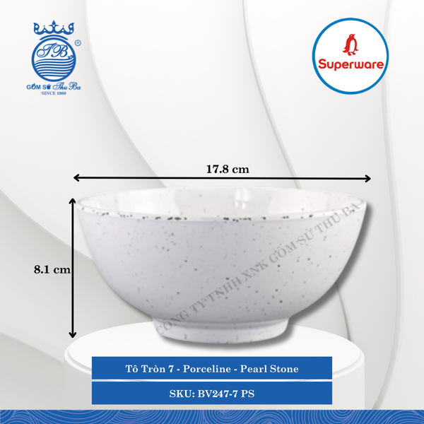 Tô Tròn Porceline Pearl Stone (Nhiều Size) Superware Nhựa
