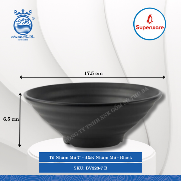 Tô Nhám Mờ J&K Nhám Mờ Black (Nhiều Size) Superware Nhựa