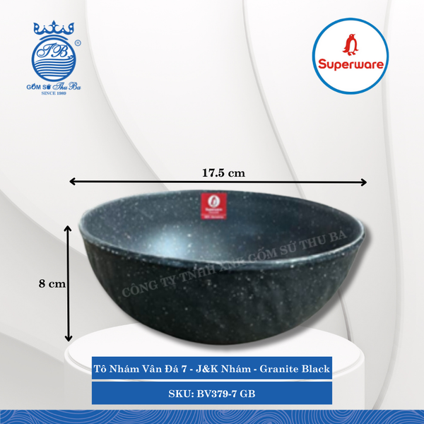 Tô Nhám Vân Đá J&K Nhám Granite Black (Đá Đen) (Nhiều Size) Superware Nhựa