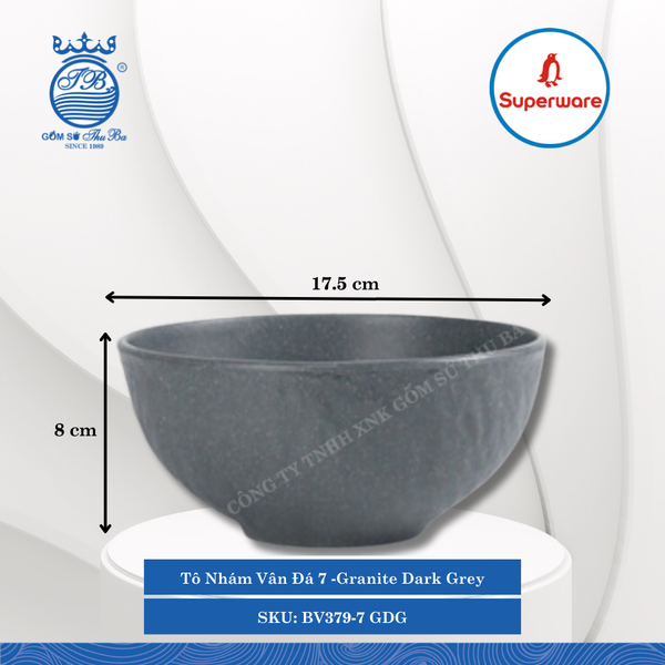 Tô Nhám Vân Đá J&K Nhám Granite Dark Grey (Xám Granite) (Nhiều Size) Superware Nhựa
