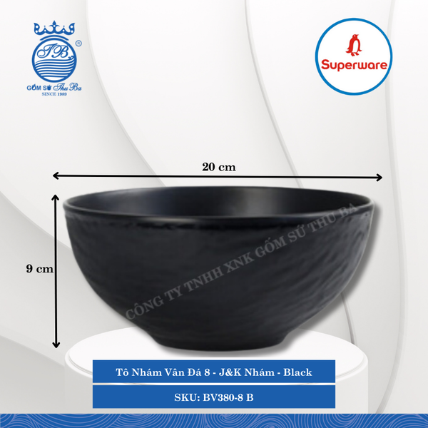 Tô Nhám Vân Đá J&K Nhám Black (Đen) (Nhiều Size) Superware Nhựa