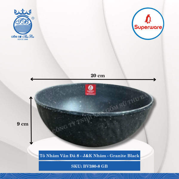 Tô Nhám Vân Đá J&K Nhám Granite Black (Đá Đen) (Nhiều Size) Superware Nhựa