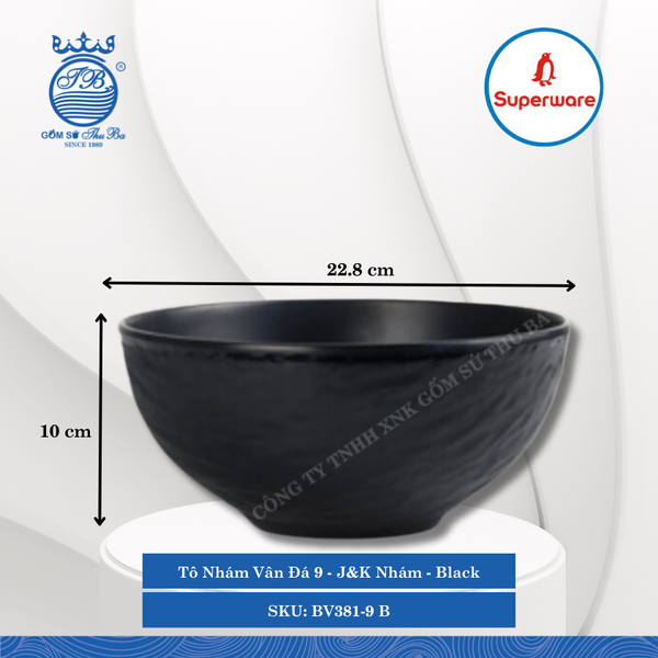 Tô Nhám Vân Đá J&K Nhám Black (Đen) (Nhiều Size) Superware Nhựa