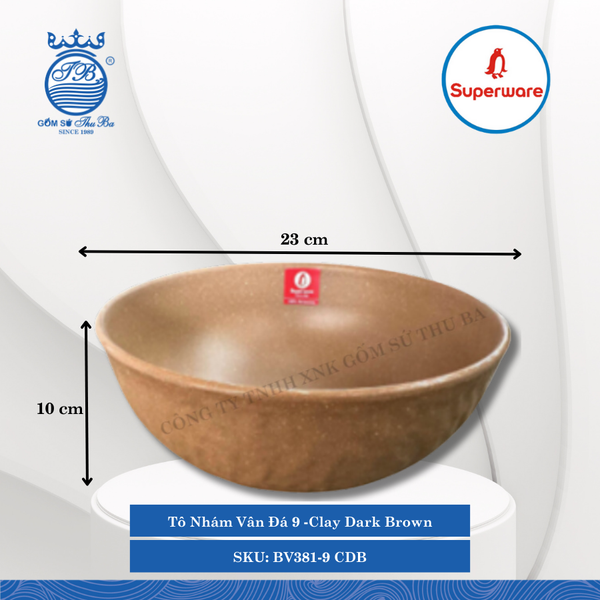 Tô Nhám Vân Đá J&K Nhám Clay Dark Brown (Nâu Đất Đậm) (Nhiều Size) Superware Nhựa