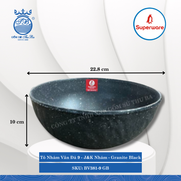 Tô Nhám Vân Đá J&K Nhám Granite Black (Đá Đen) (Nhiều Size) Superware Nhựa